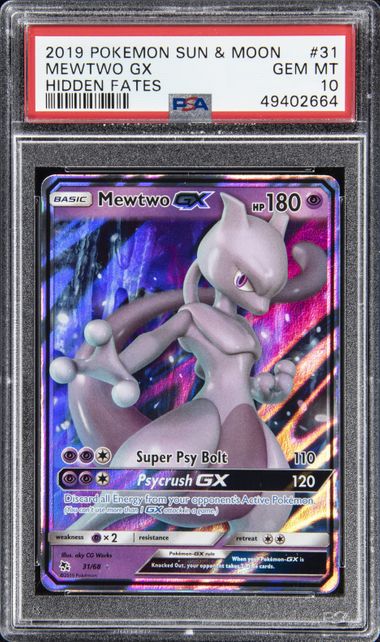 PSA 10 mewtwo popular gx hidden fates