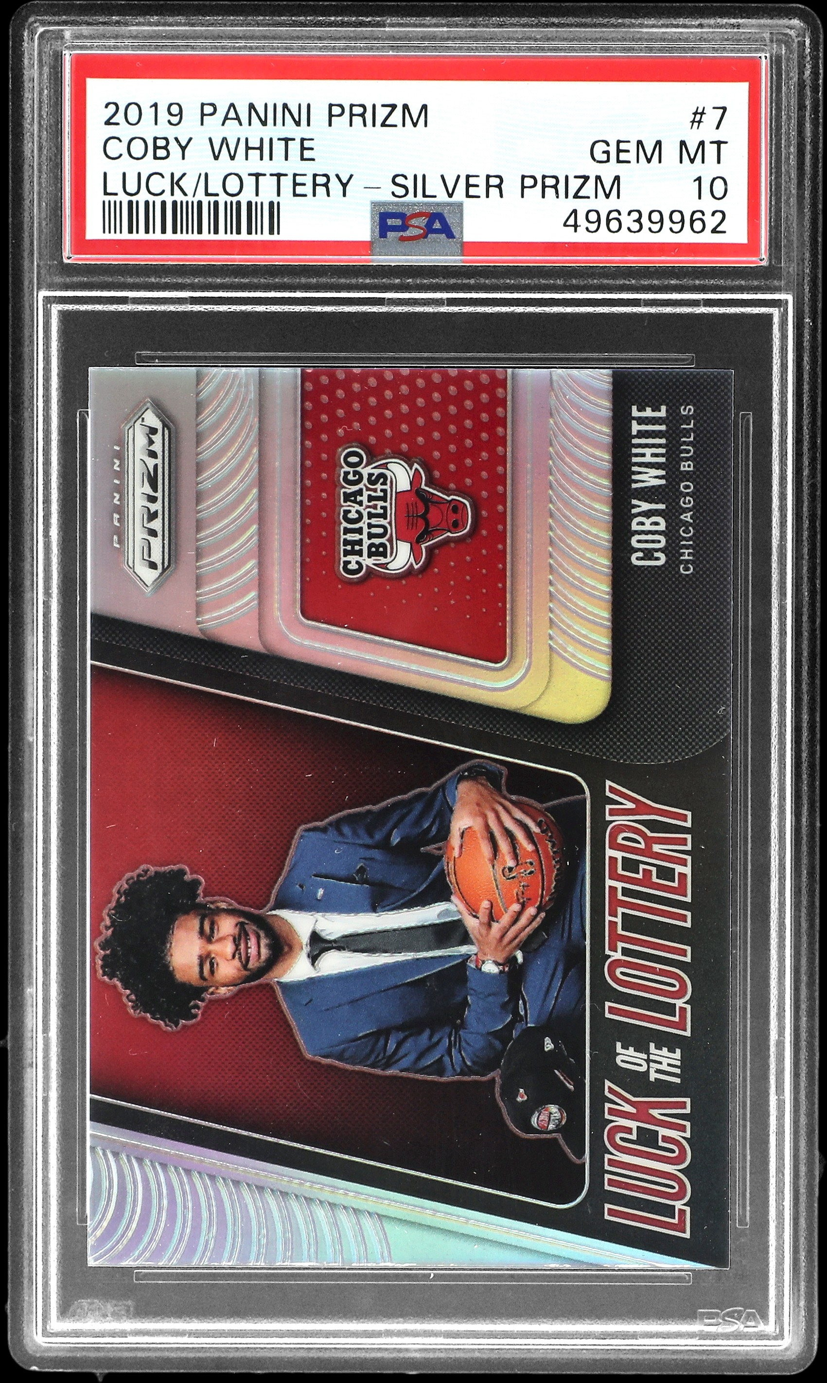 2019-20 Panini Prizm Luck Of The Lottery Silver Prizm #7 Coby White Rookie Card – PSA GEM MT 10