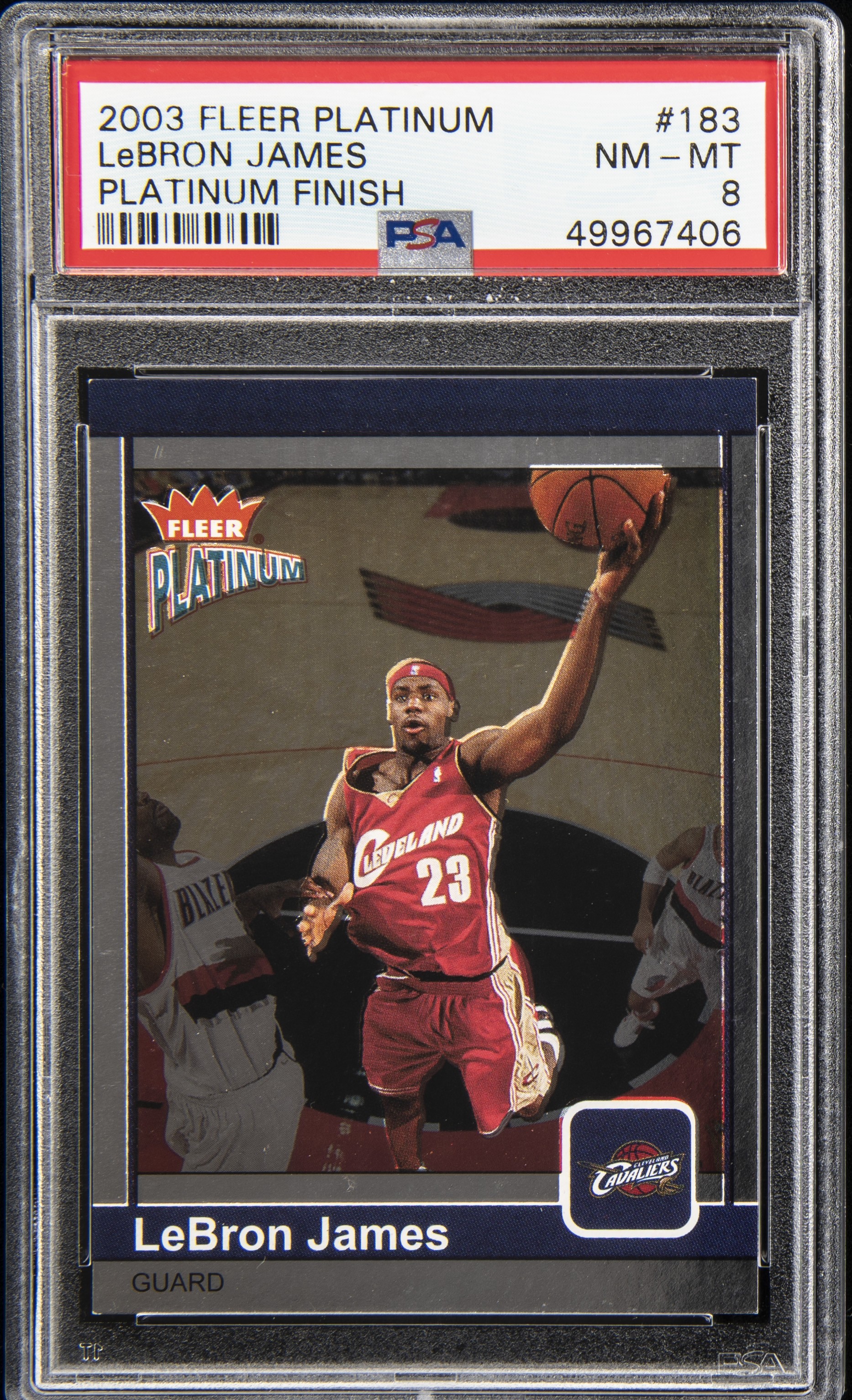 2003 Fleer Platinum Platinum Finish #183 LeBron James Rookie Card (#095/100) – PSA NM-MT 8