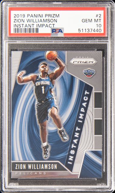 2019-20 Panini Prizm Instant Impact #2 Zion Williamson Rookie Card