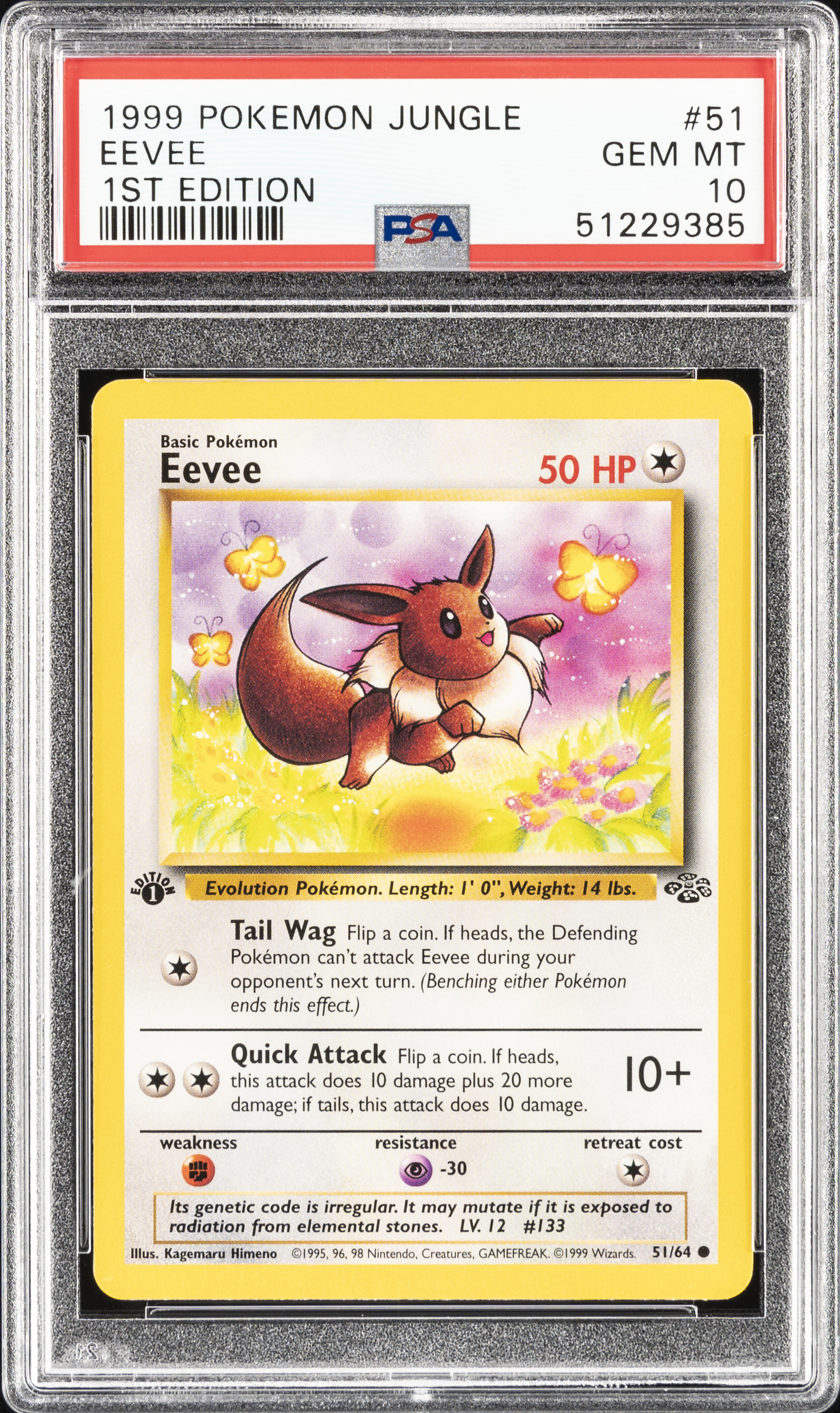 1999 Pokemon Jungle 1st Edition 51 Eevee – PSA GEM MT 10