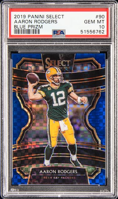 2019 Panini Select Blue Prizm #90 Aaron Rodgers (#160/175) – PSA GEM MT 10  on Goldin Auctions