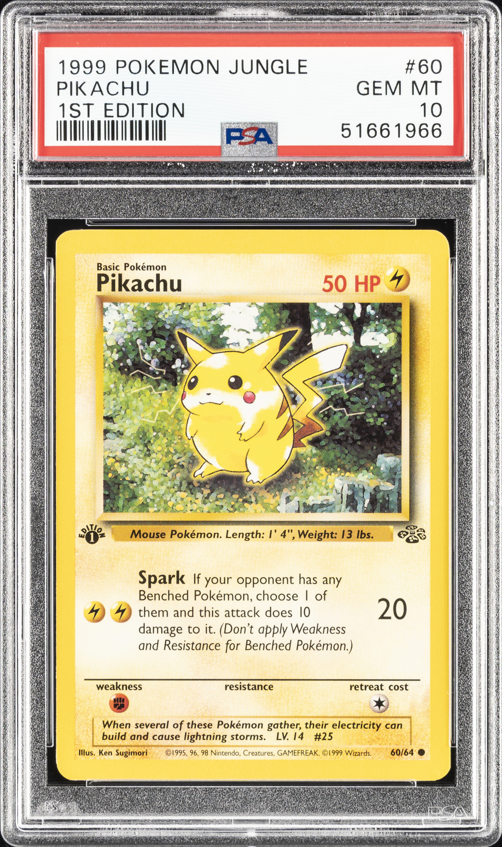 1999 Pokemon Jungle 1st Edition 60 Pikachu – PSA GEM MT 10