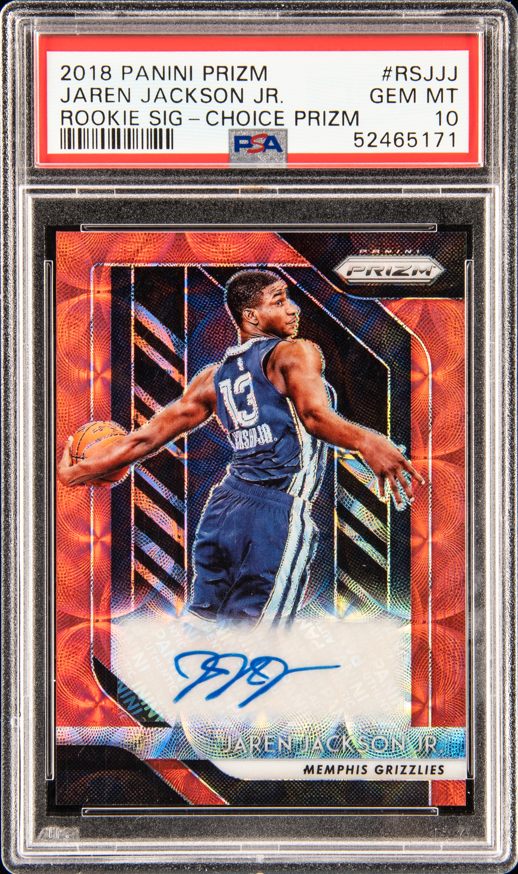 2018 Panini Prizm Rookie Signatures Choice Prizm Rsjjj Jaren Jackson Jr. – PSA GEM MT 10