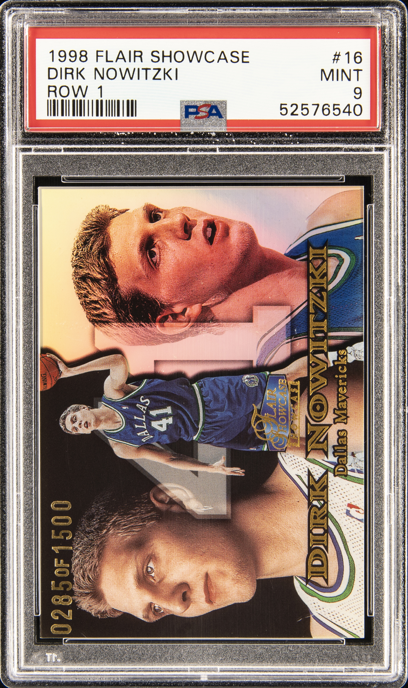 1998 Flair Showcase Row 1 16 Dirk Nowitzki Rookie Card – PSA MINT 9
