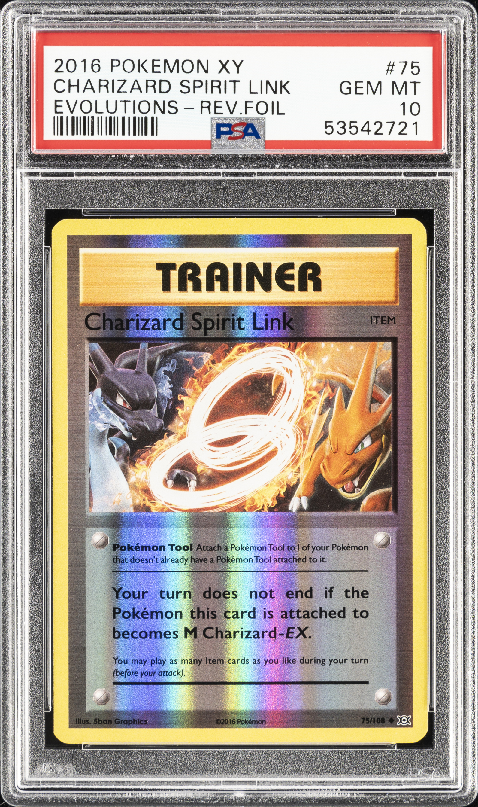 2016 Pokemon Xy Evolutions Reverse Foil #75 Charizard Spirit Link – PSA GEM MT 10