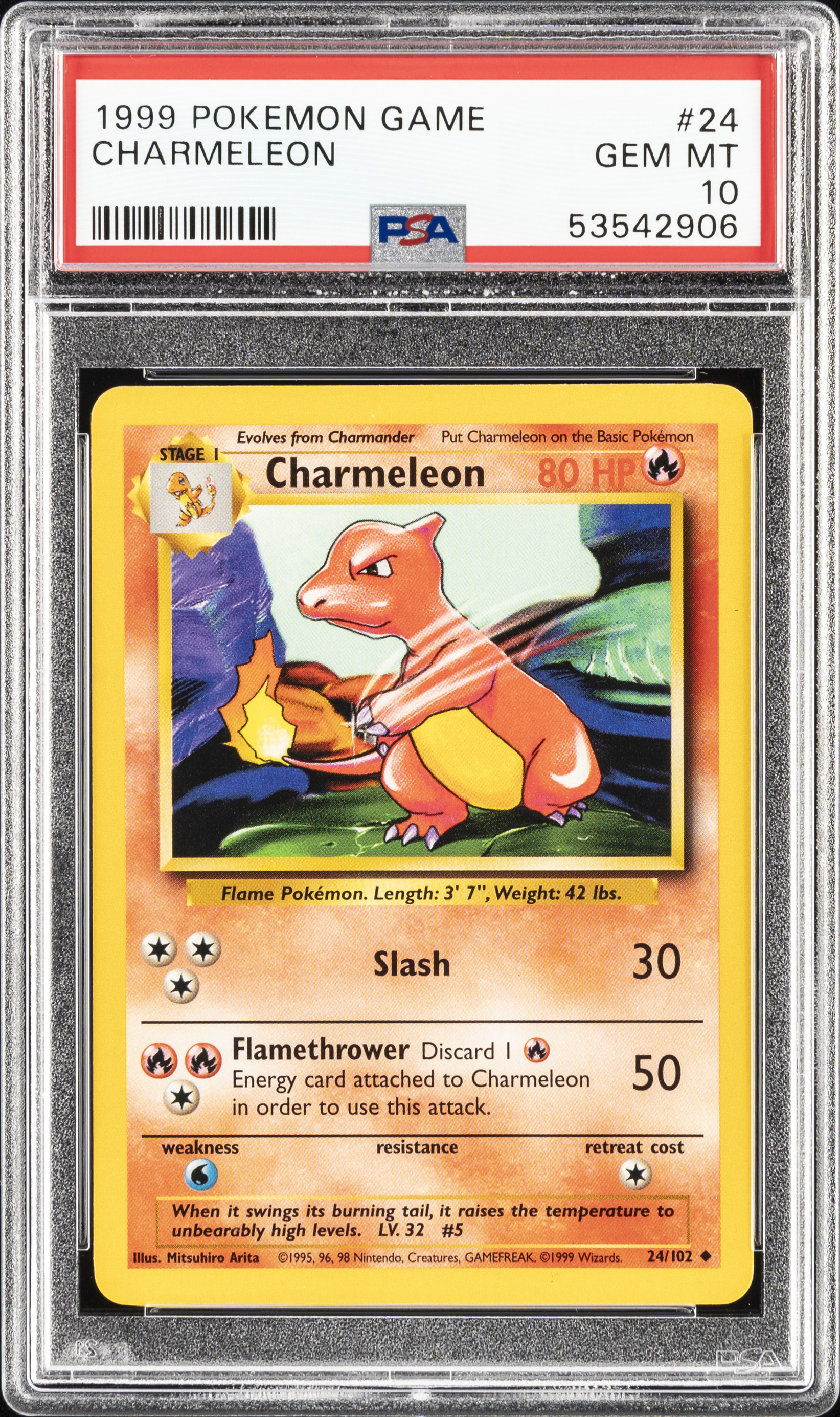 1999 Pokemon Game 24 Charmeleon – PSA GEM MT 10