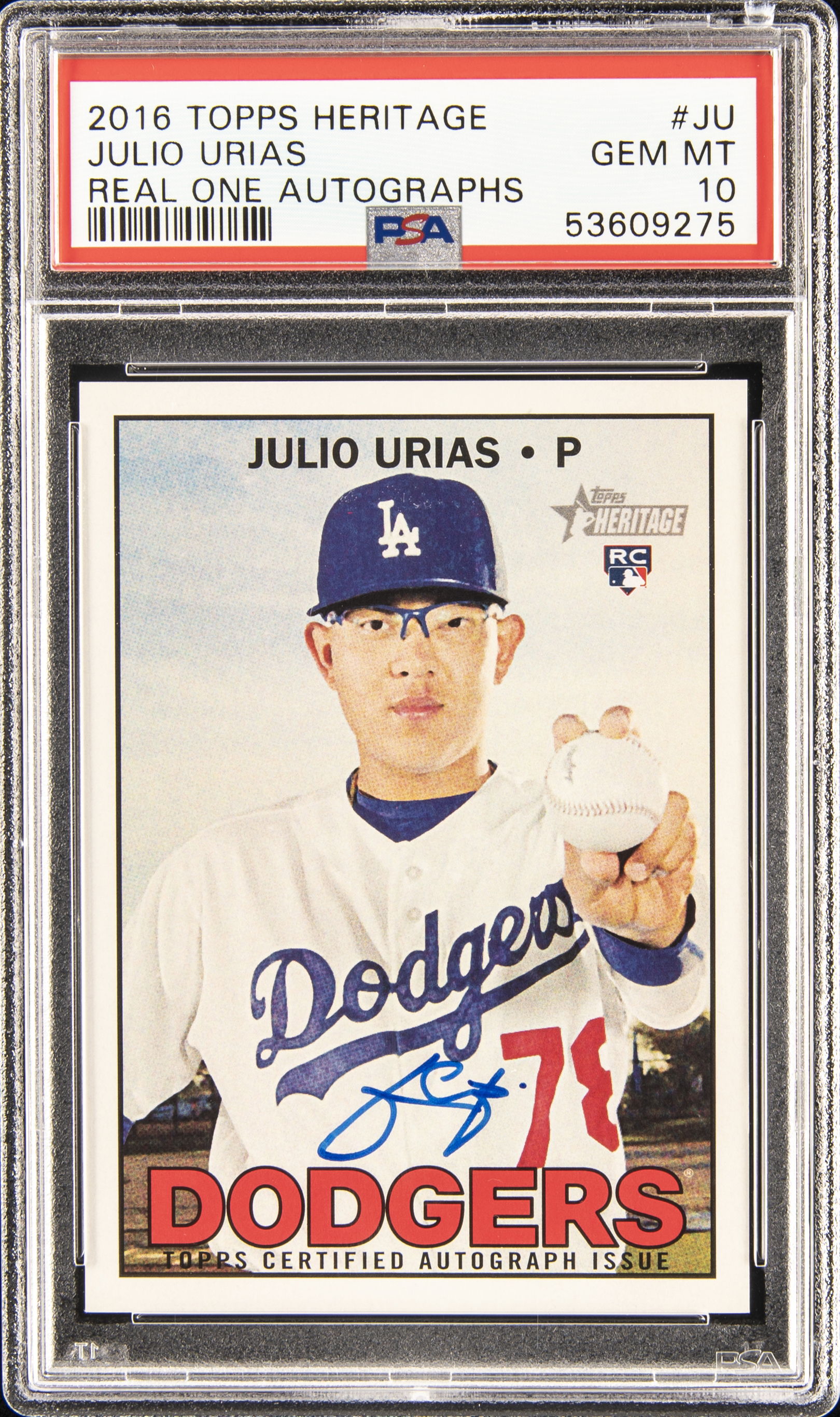 2016 Topps Heritage Real One Autographs #JU Julio Urias Signed PSA 10