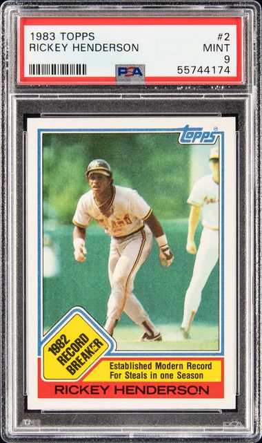 Rickey Henderson/Tim Raines 1982 Topps Stolen Base Leaders Series Mint