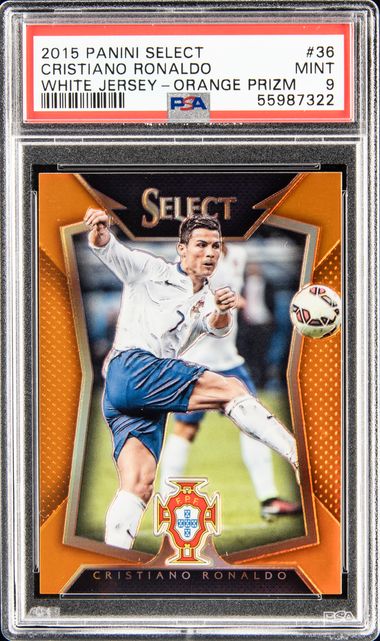 2015 Panini Select White Jersey-Orange Prizm 36 Cristiano Ronaldo