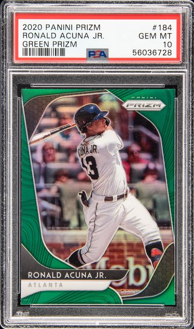 2018 Topps Mini Gold #US250 Ronald Acuna Jr., At Bat in Blue Jersey Rookie  Card (#1/1) - PSA NM 7 on Goldin Auctions