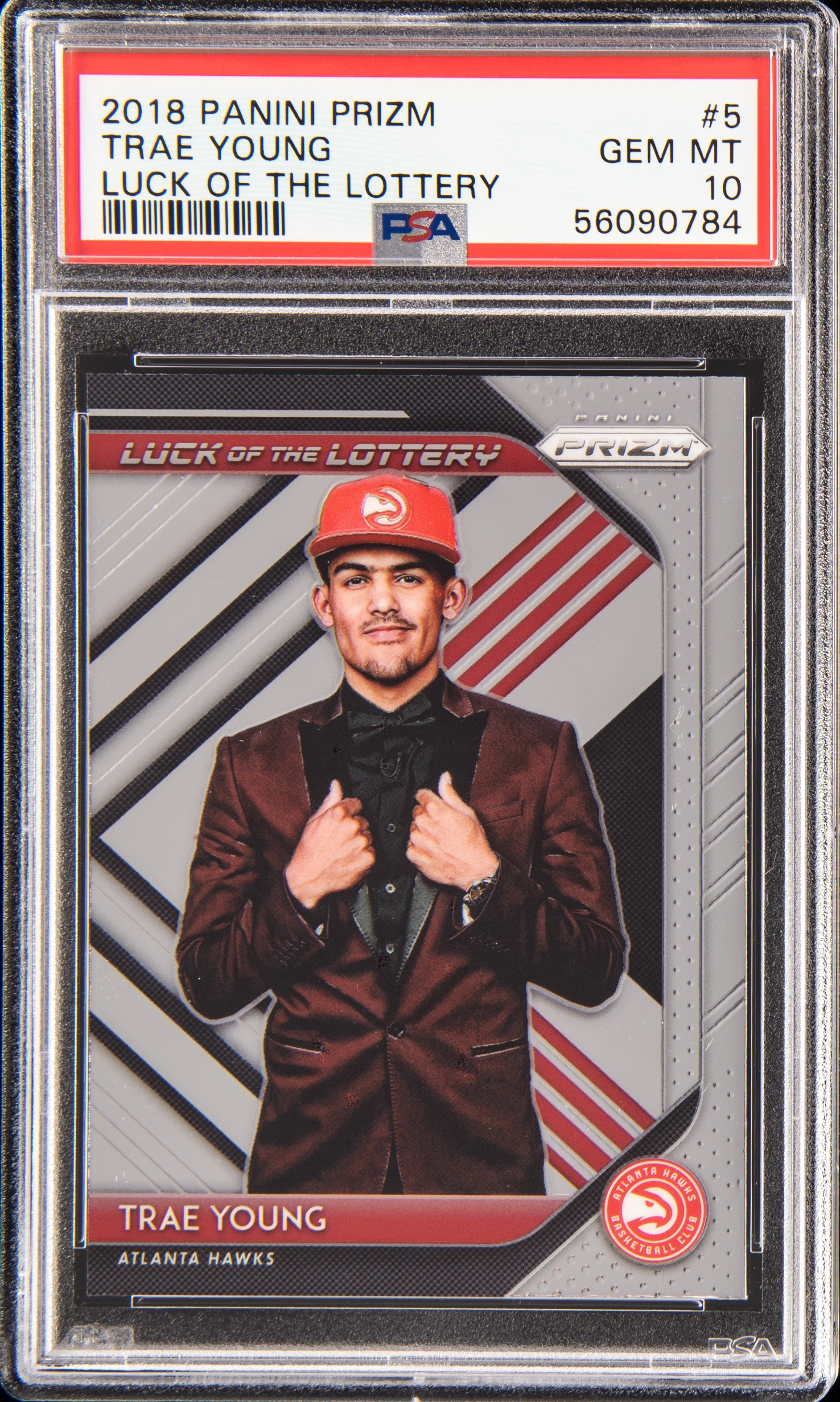 2018-19 Panini Prizm Luck Of The Lottery #5 Trae Young Rookie Card – PSA GEM MT 10
