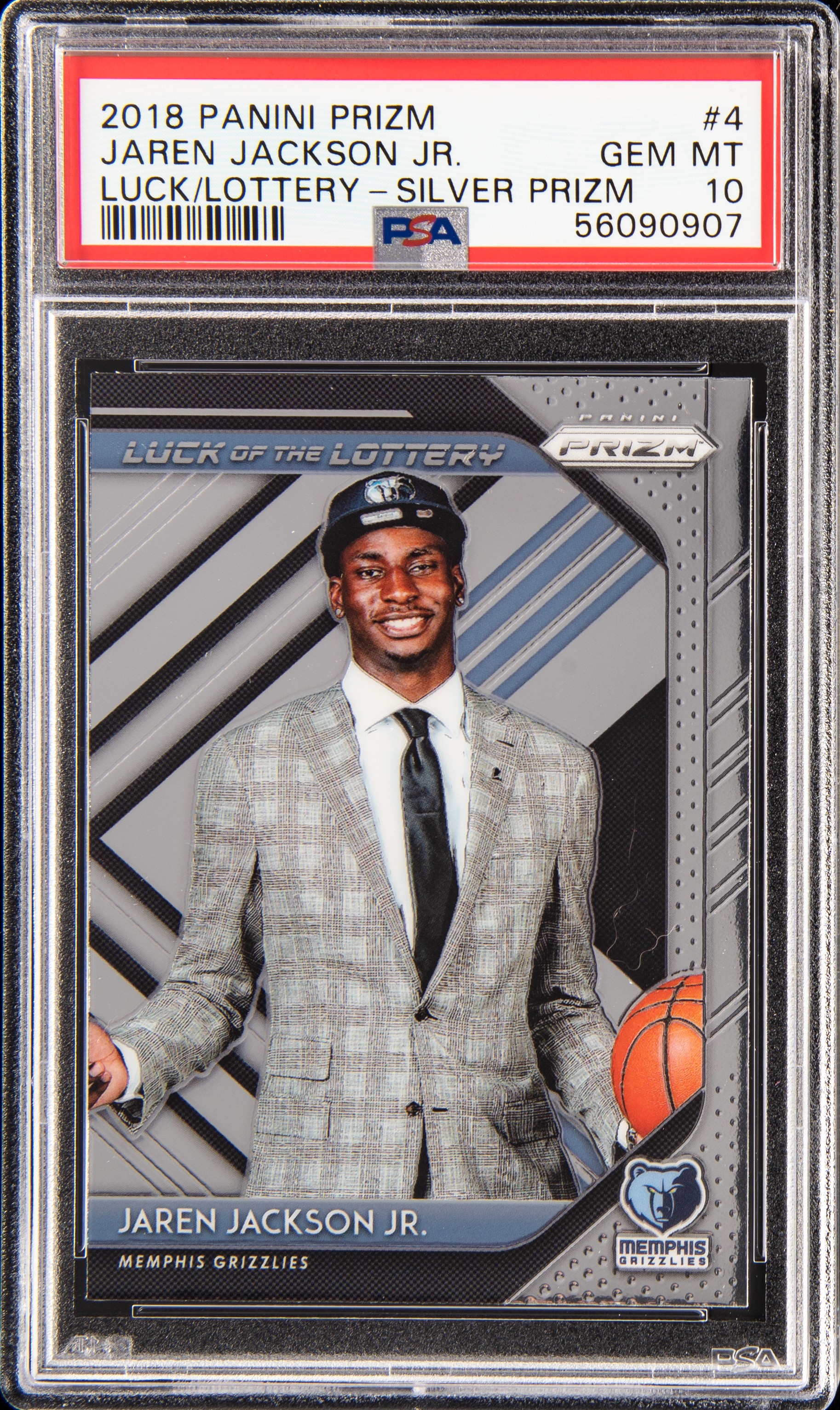 2018-19 Panini Prizm Luck Of The Lottery Silver Prizm #4 Jaren Jackson Jr. Rookie Card – PSA GEM MT 10