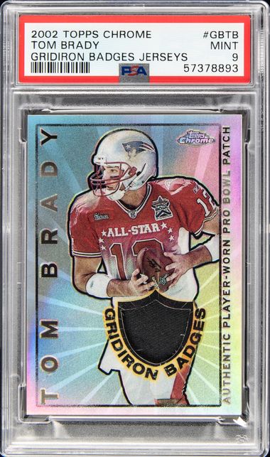 2002 Topps Chrome Gridiron Badges Jerseys GBTB Tom Brady PSA 9 on