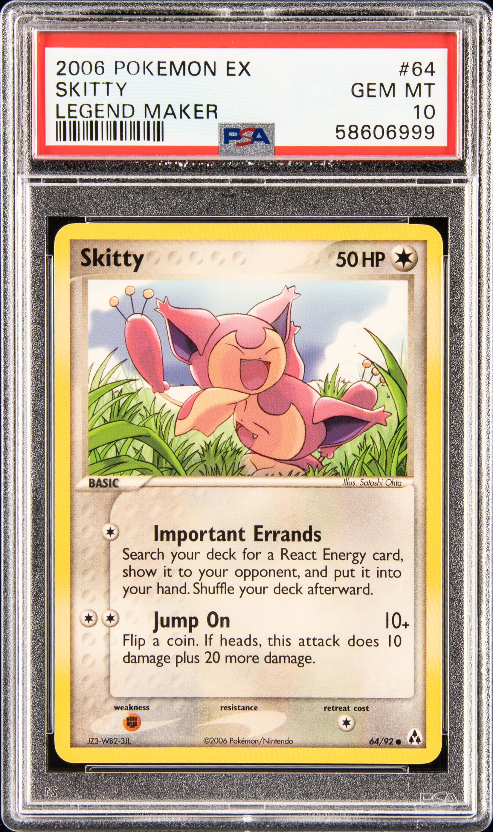 2006 Pokemon Ex Legend Maker #64 Skitty PSA 10