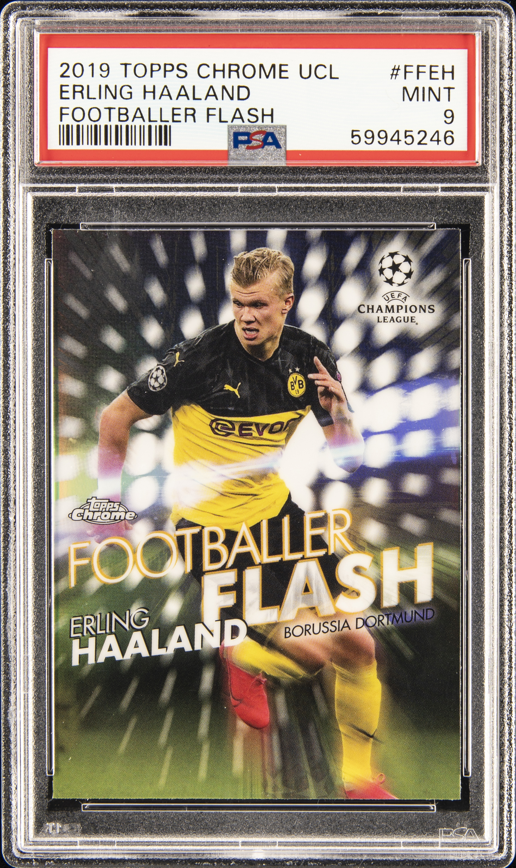 2019 Topps Chrome UEFA Champions League Footballer Flash #EH Erling Haaland Rookie Card – PSA MINT 9