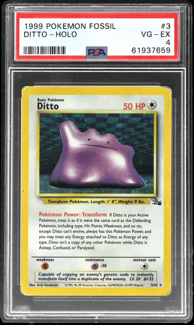 DITTO 3/62 Fossil Set Holo Pokemon Card Exc / Near 