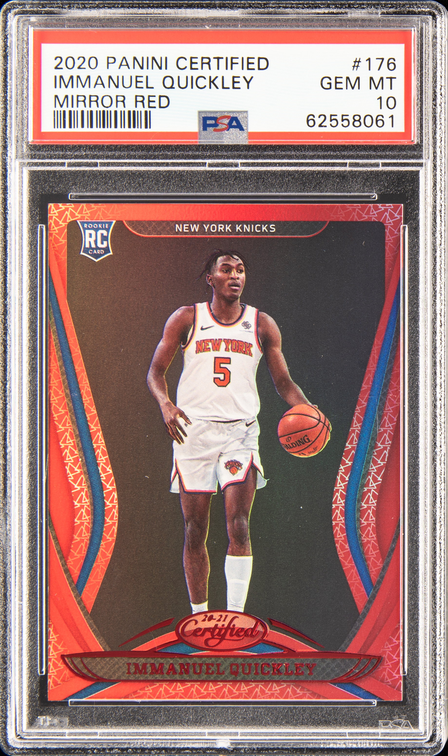 2020 Panini Certified Mirror Red 176 Immanuel Quickley Rookie Card – PSA GEM MT 10
