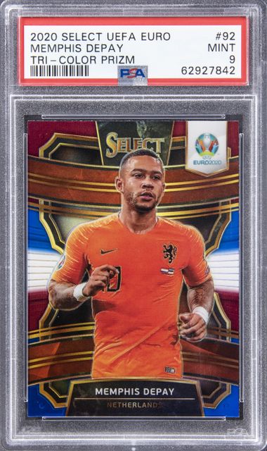 2020 Panini Select Uefa Euro Tri-Color Prizm #92 Memphis Depay PSA