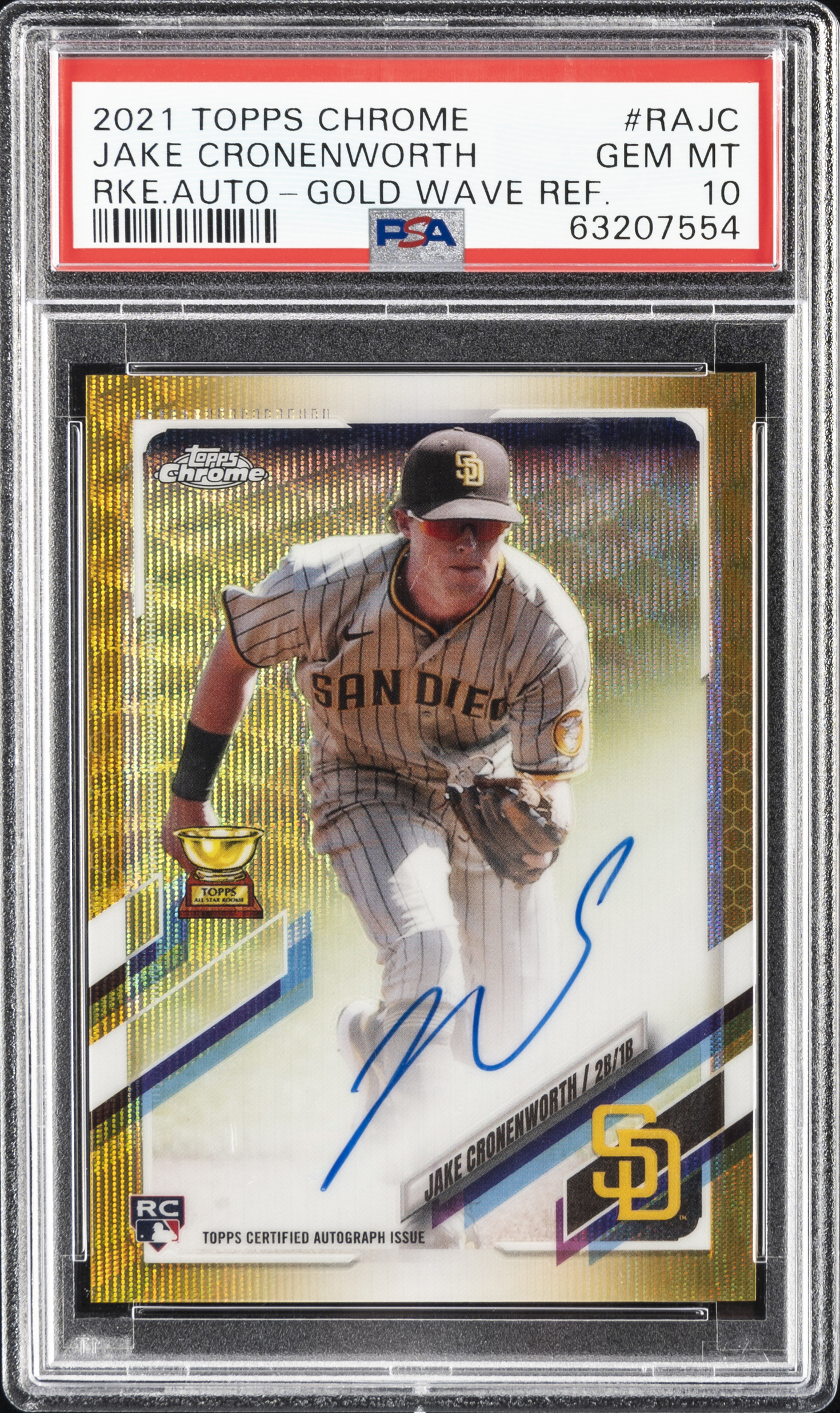 2021 Topps Chrome Rookie Autographs Gold Wave Refractor #RAJC Jake Cronenworth Signed Rookie Card (#22/50) – PSA GEM MT 10