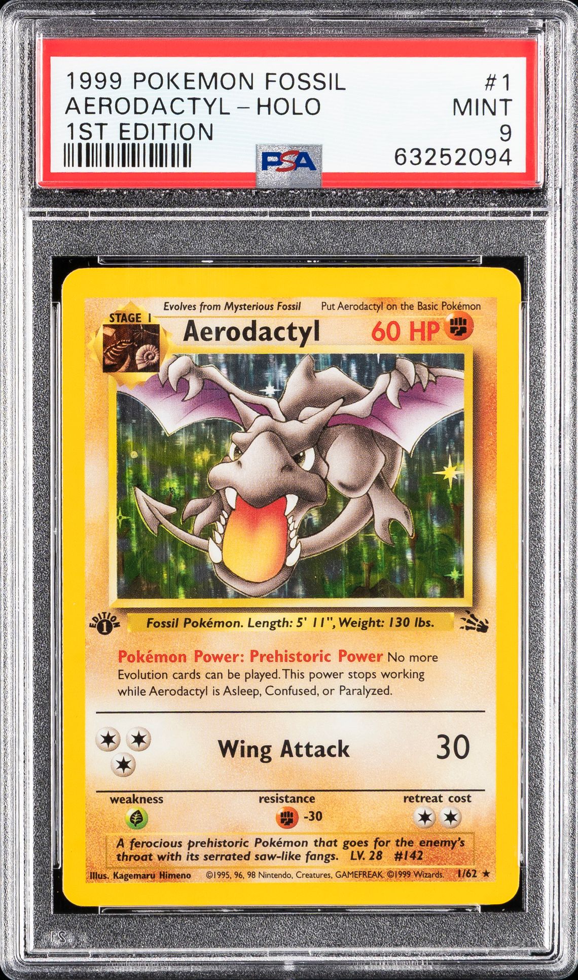 1999 Pokemon Fossil #1 Aerodactyl-Holo - 1st Edition (PSA 9)