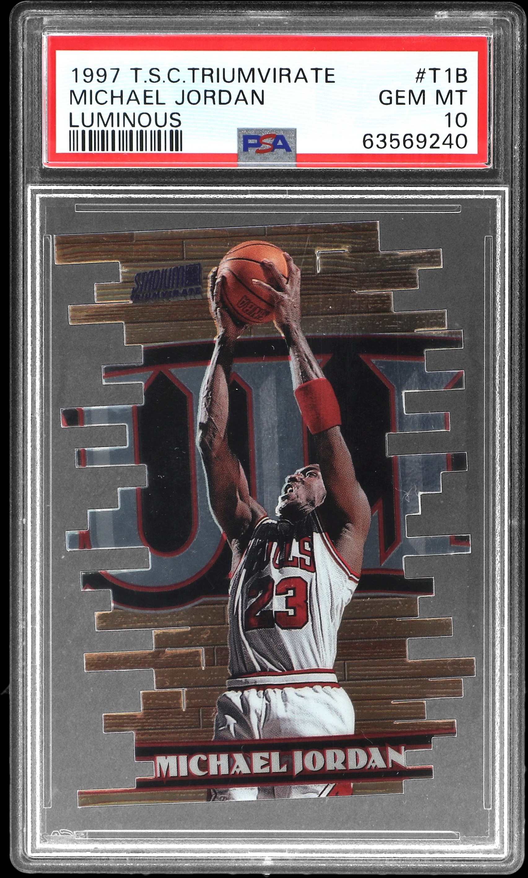 Michael Jordan 1997 Stadium Club #T1B Triumvirate - Luminous PSA 10 ...