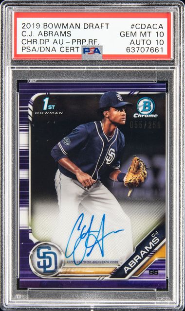 2019 Bowman Draft Chrome Draft Picks Autograph Purple Refractor 