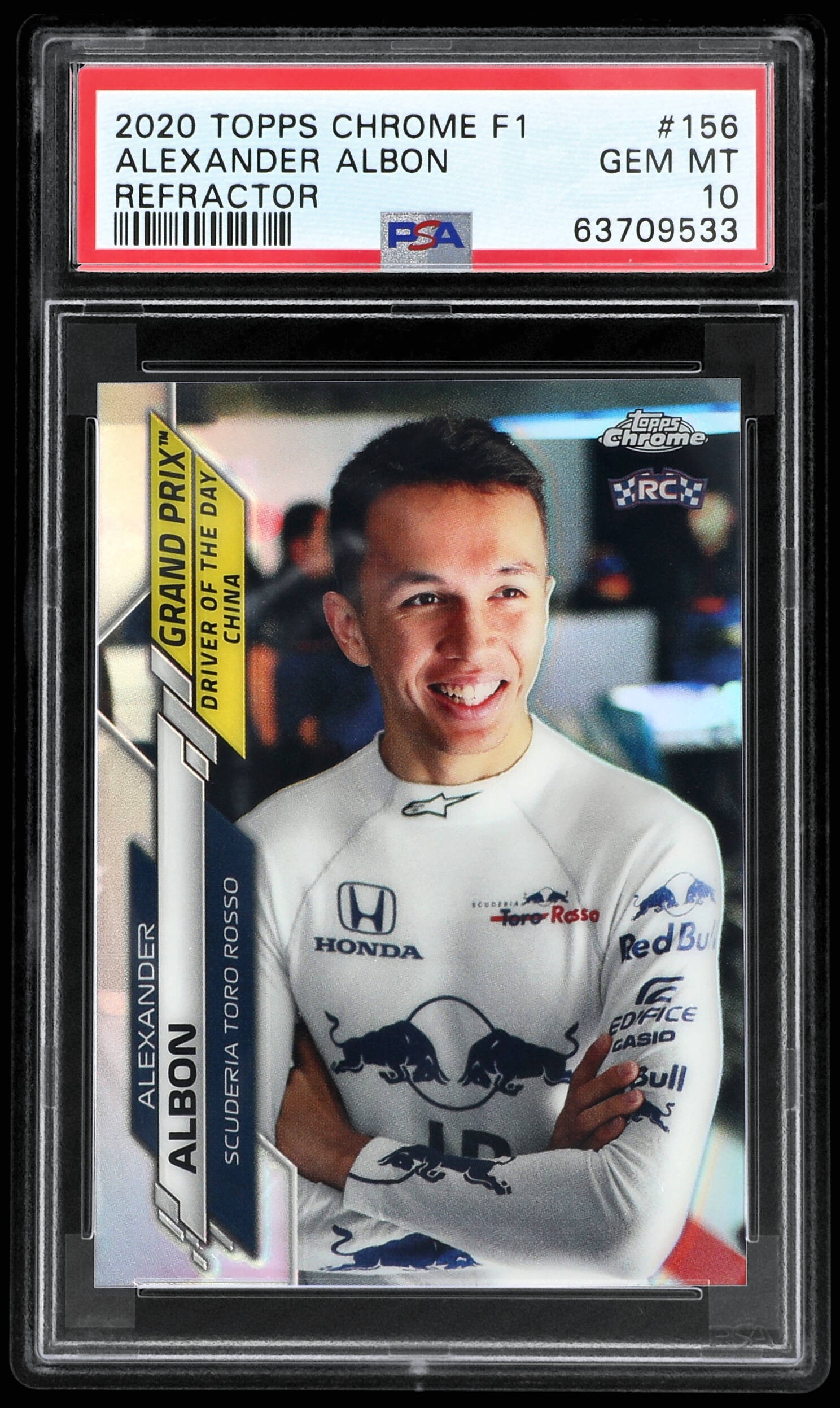 2020 Topps Chrome F1 Refractor #156 Alexander Albon Rookie Card – PSA GEM MT 10