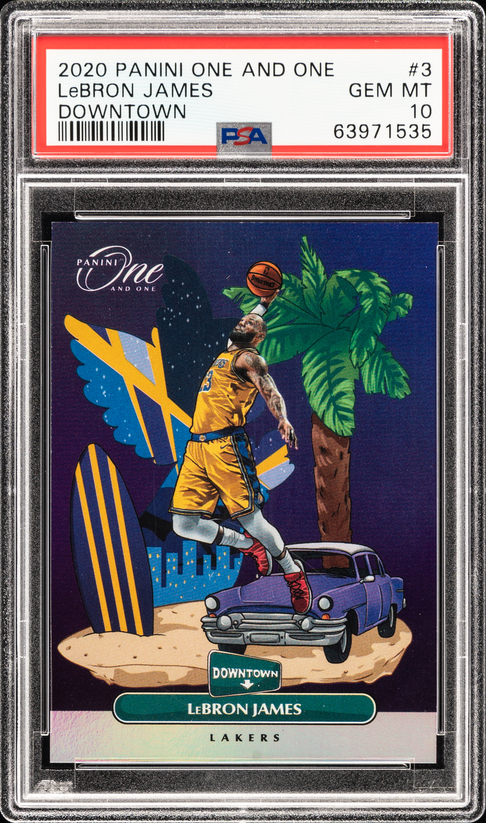 2020 Panini One and One Downtown 3 LeBron James – PSA GEM MT 10