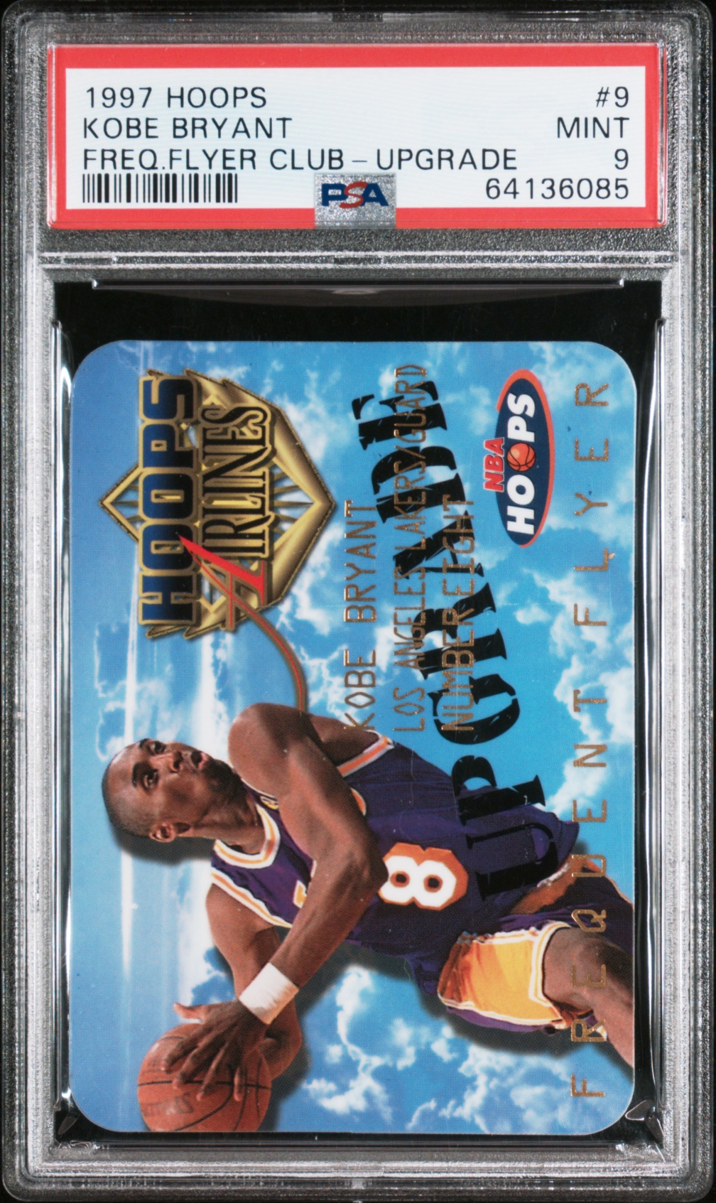 1997-98 Hoops Frequent Flyer Club Upgrade #9 Kobe Bryant – PSA MINT 9