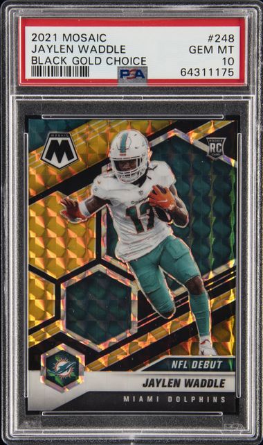 2021 Panini Mosaic Black Gold Choice #248 Jaylen Waddle PSA 10 on