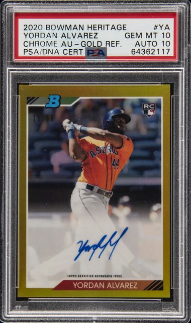 Yordan Alvarez 2020 Topps Orange Jersey RC #276 PSA 10 Houston