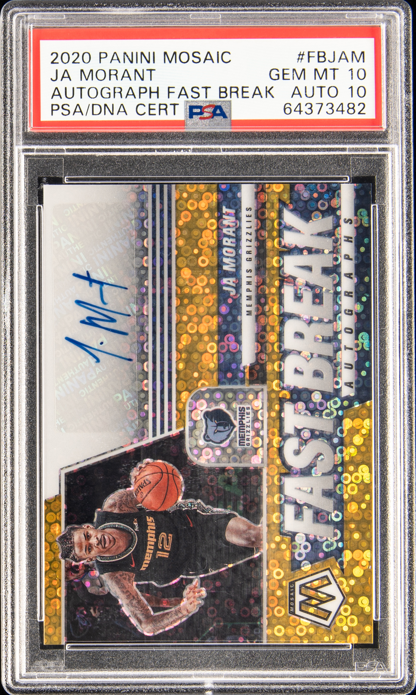 2020 Panini Mosaic Autographs Fast Break Gold Fbjam Ja Morant – PSA GEM MT 10