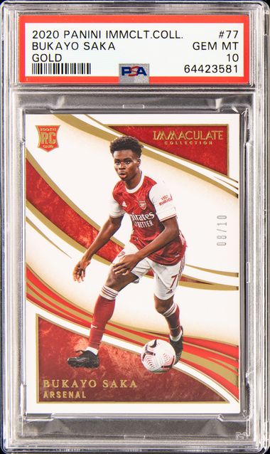 2020 Panini Immaculate Collection Gold #77 Bukayo Saka Rookie Card 