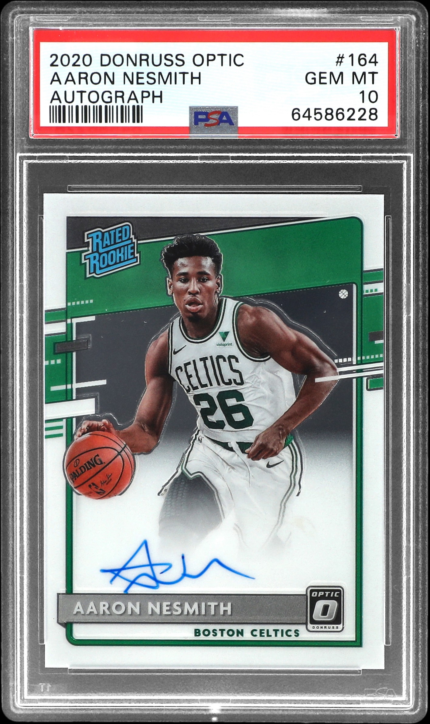 2020 Panini Donruss Optic Autograph #164 Aaron Nesmith Signed Rookie Card – PSA GEM MT 10