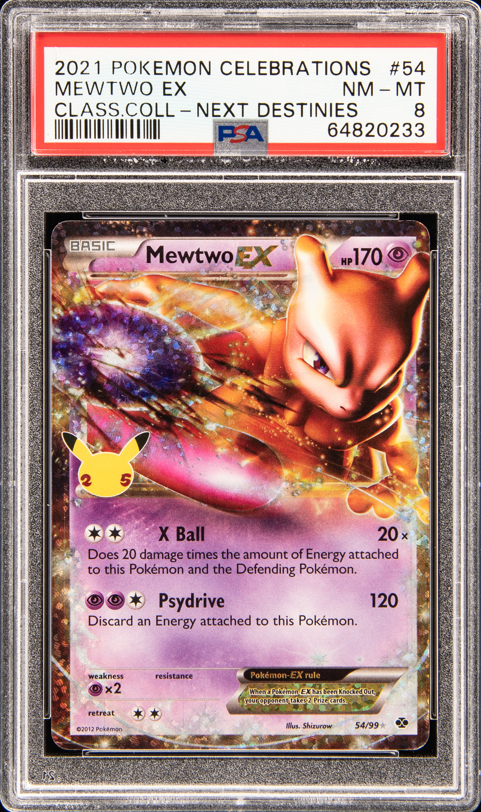 2021 Pokemon Celebrations Classic Collection #54 Mewtwo EX – PSA NM-MT 8