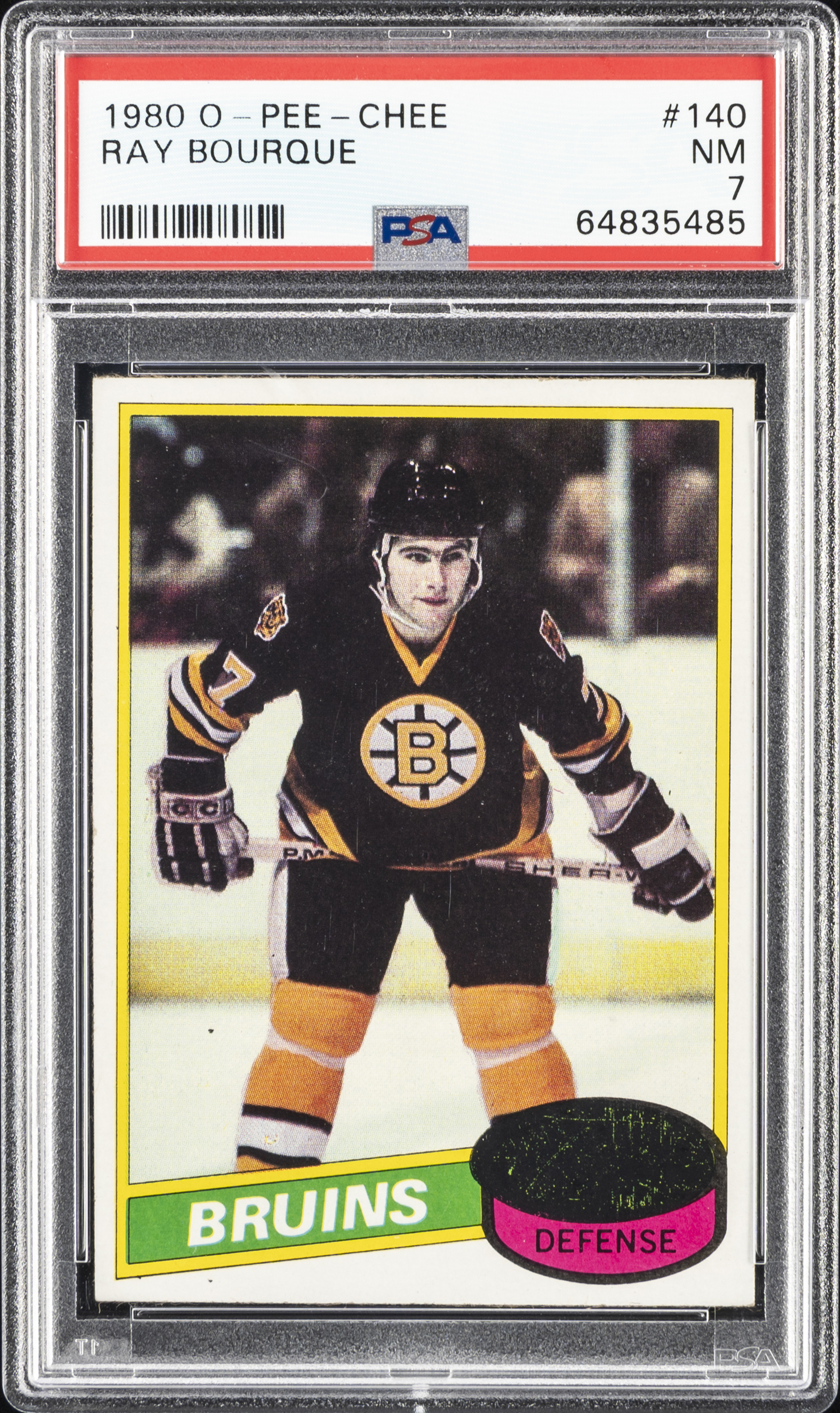 1980-81 O-Pee-Chee #140 Ray Bourque Rookie Card – PSA NM 7