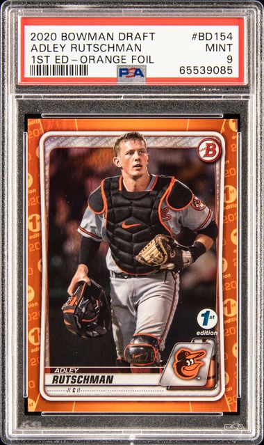 2019 Bowman Draft Chrome Autograph Orange Refractor Adley Rutschman #CDAAR  22/25 BGS 9.5