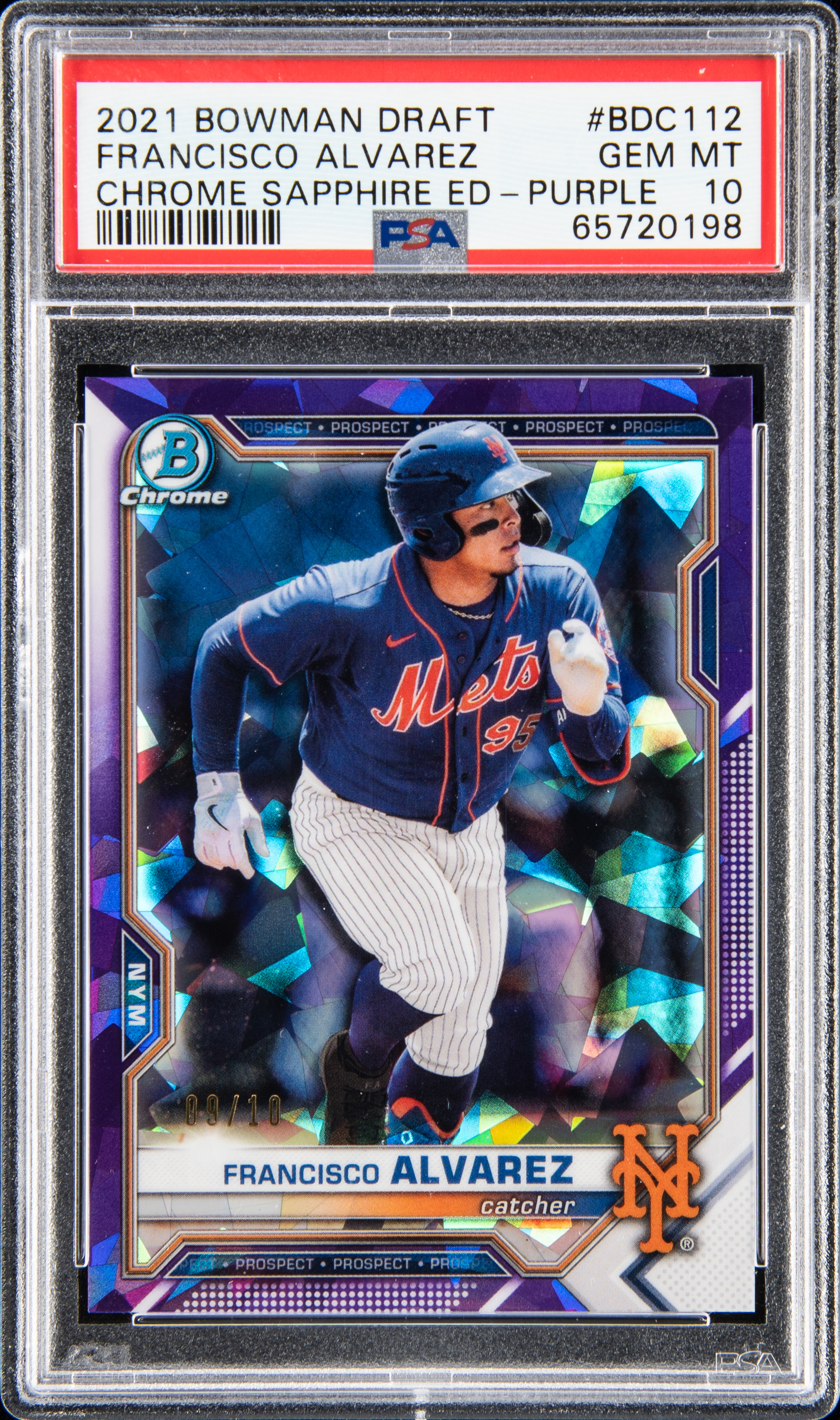 2021 Bowman Draft Chrome Sapphire Edition Purple #BDC-112 Francisco Alvarez Rookie Card (#09/10) – PSA GEM MT 10