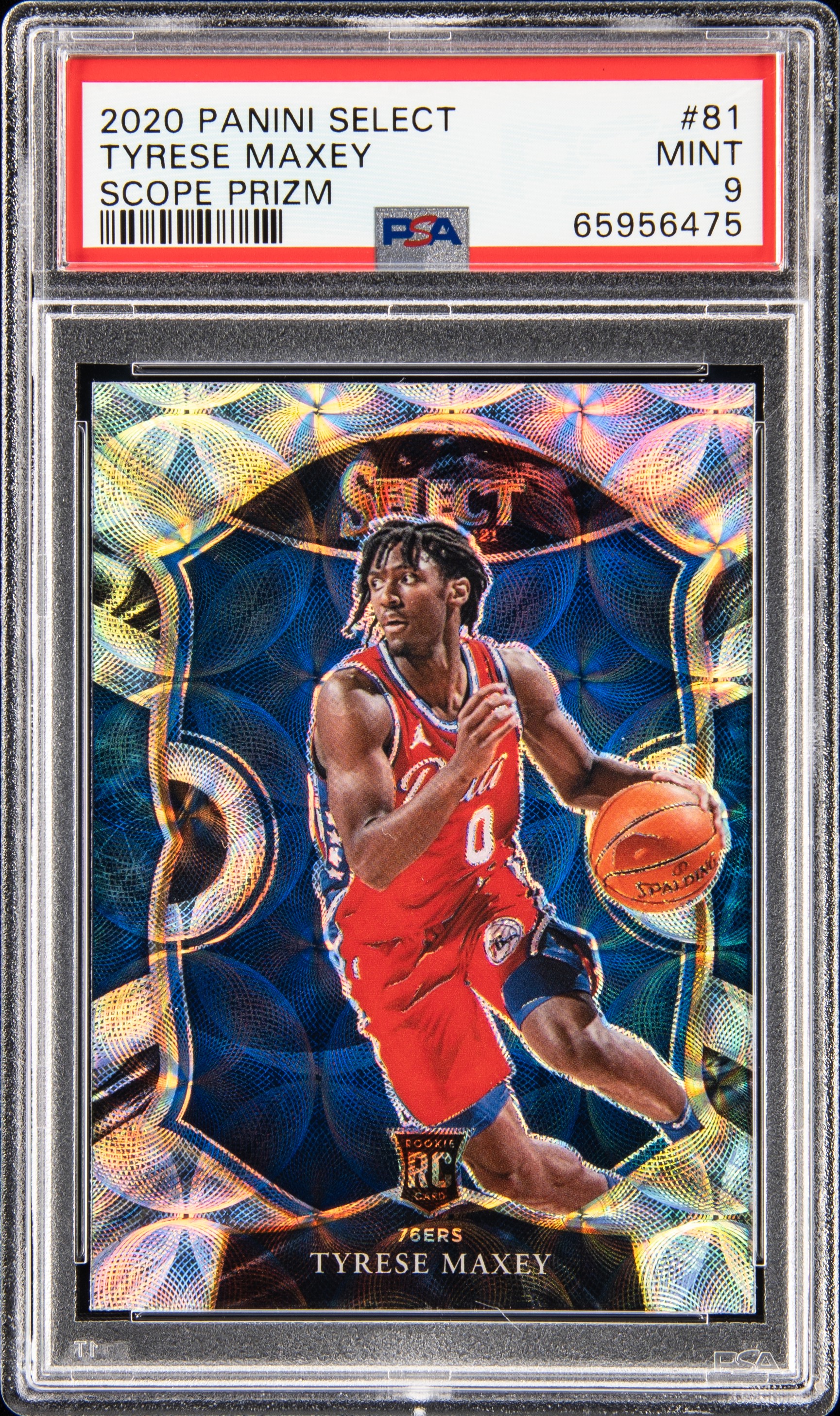 2020 Panini Select Scope Prizm 81 Tyrese Maxey Rookie Card – PSA MINT 9
