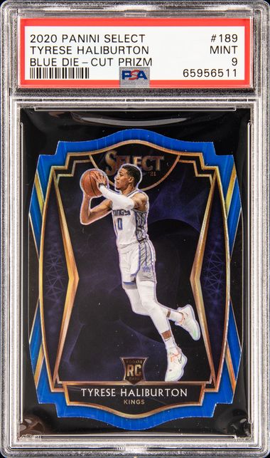 2020 Panini Select Blue Die-Cut Prizm 189 Tyrese Haliburton Rookie