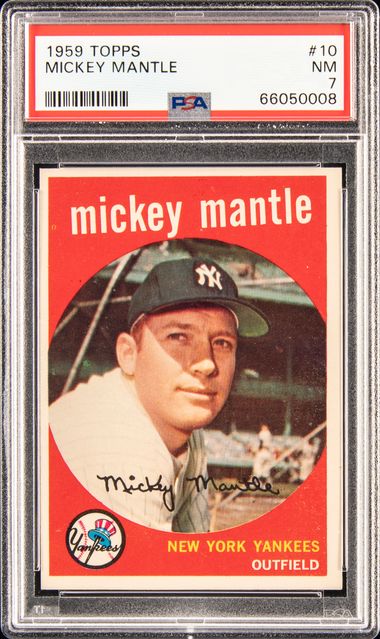 1959 Topps Baseball Card #10 Mickey Mantle New York Yankees