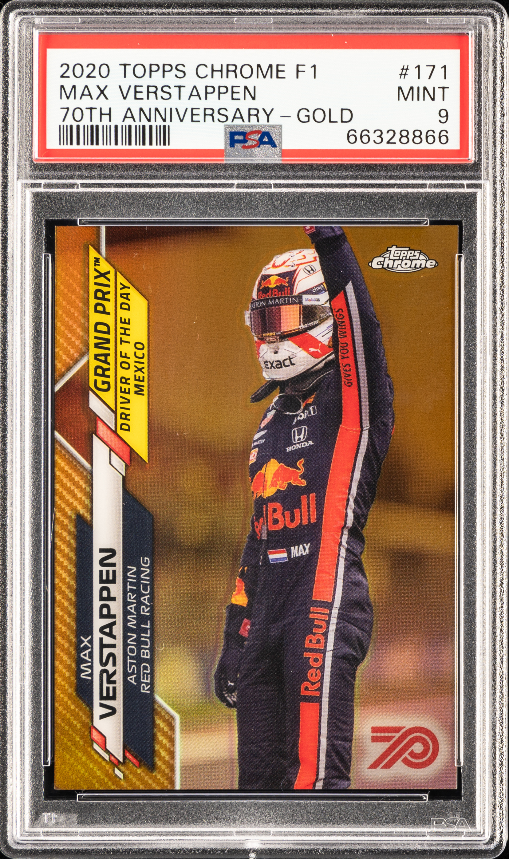 2020 Topps Chrome Formula 1 70Th Anniversary-Gold 171 Max Verstappen Rookie Card – PSA MINT 9