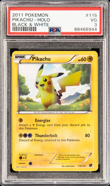 pikachu black and white card
