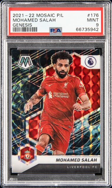 2021 Panini Mosaic Premier League Genesis 176 Mohamed Salah – PSA