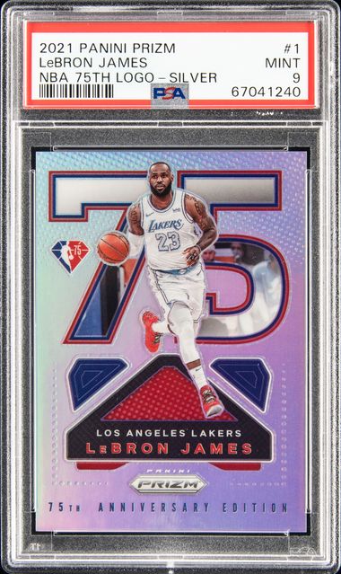 2021-22 Panini Prizm NBA 75th Logo Silver #1 LeBron James – PSA