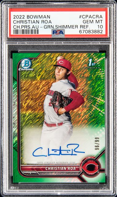 2017 Bowman Chrome Prospect Autograph Green Shimmer Refractor