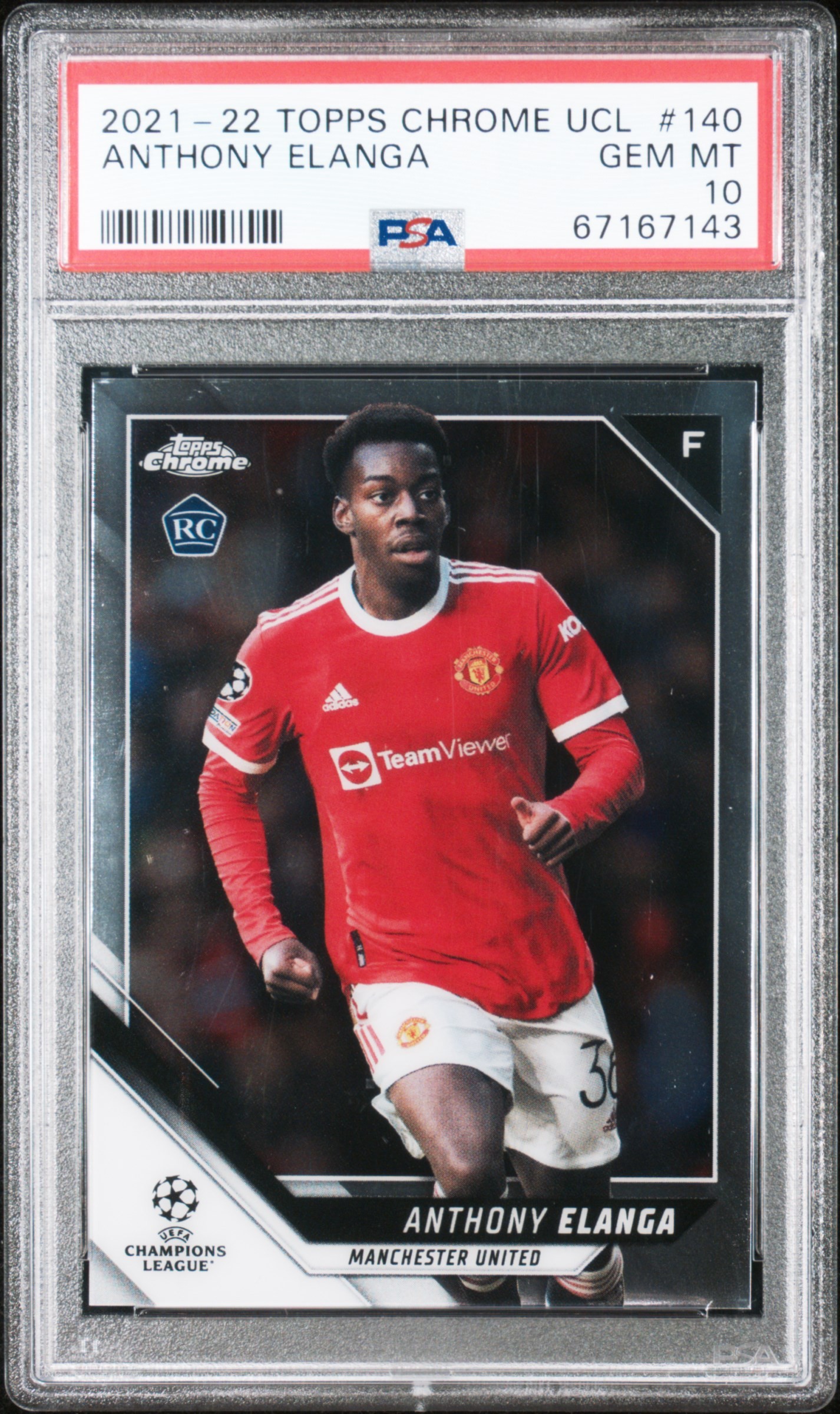 2021-22 Topps Chrome UEFA Champions League #140 Anthony Elanga Rookie Card – PSA GEM MT 10