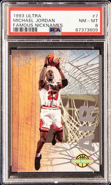 1993 Ultra Famous Nicknames #7 Michael Jordan – PSA NM-MT 8 on