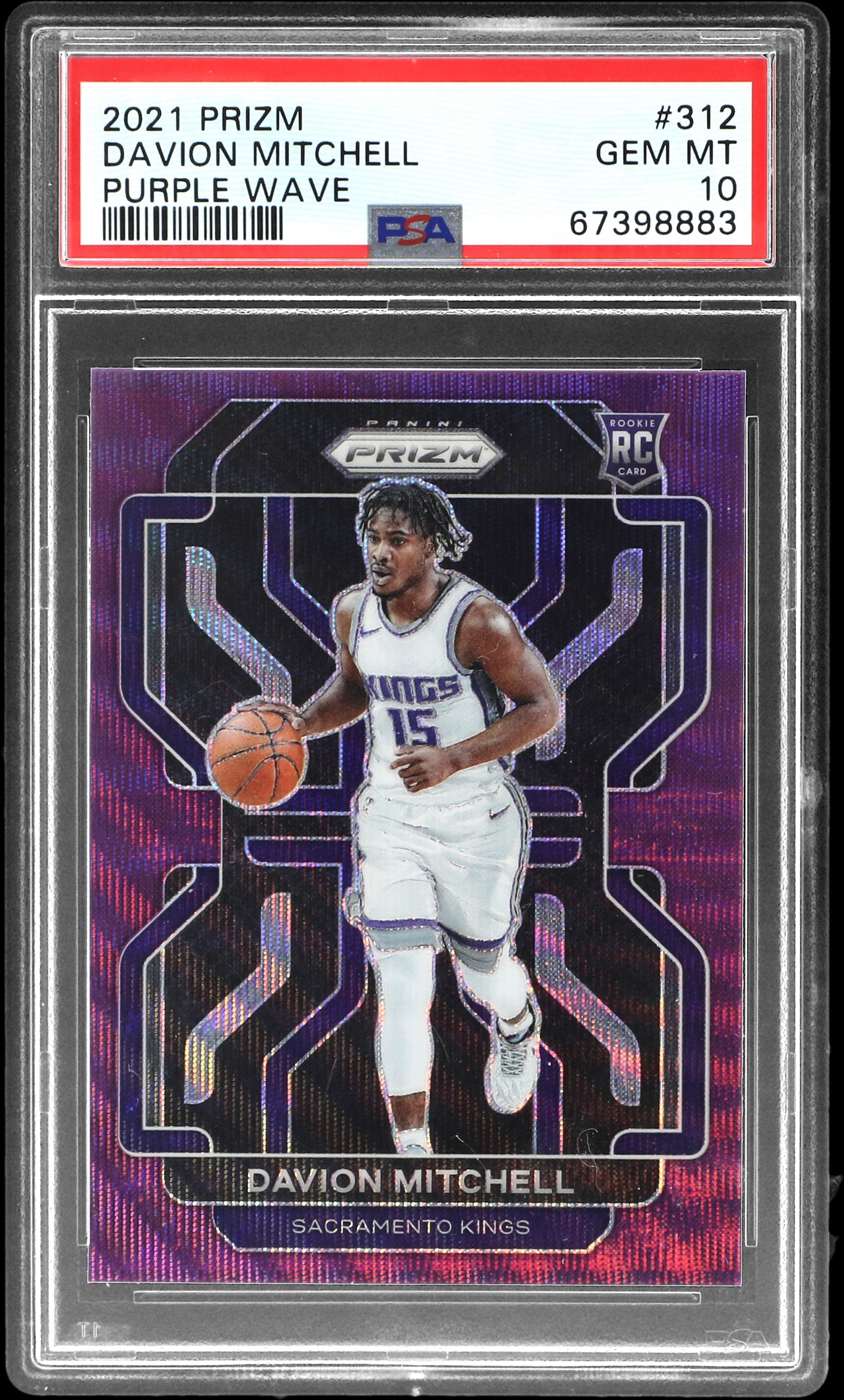 2021 Panini Prizm Purple Wave #312 Davion Mitchell Rookie Card – PSA GEM MT 10